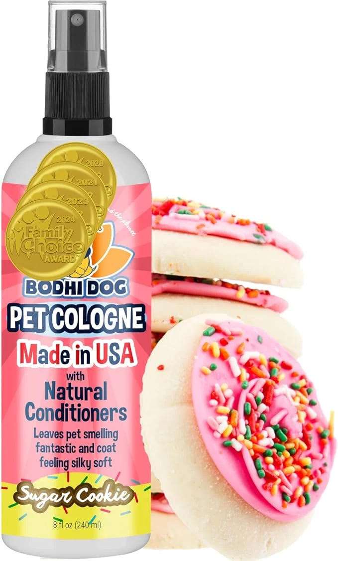 Reusable Bodhi Dog Premium Dog Cologne - Deodorizing Dog Perfume Conditioner for Dogs Cats - Natural Long Lasting Spray - Keeps Pets Fresh All Day - Gentle Safe Formula Made in USA Sugar Cookie 8 Fl Oz About ThisOverview Detailed