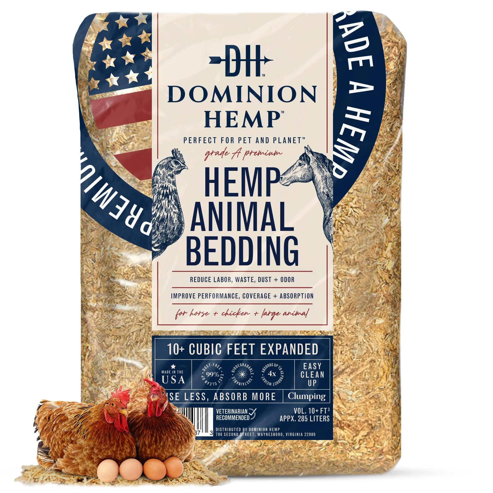Contemporary Dominion Hemp Premium Bedding for Chicken Coops – 285 Liters USA-Grown Processed Soft