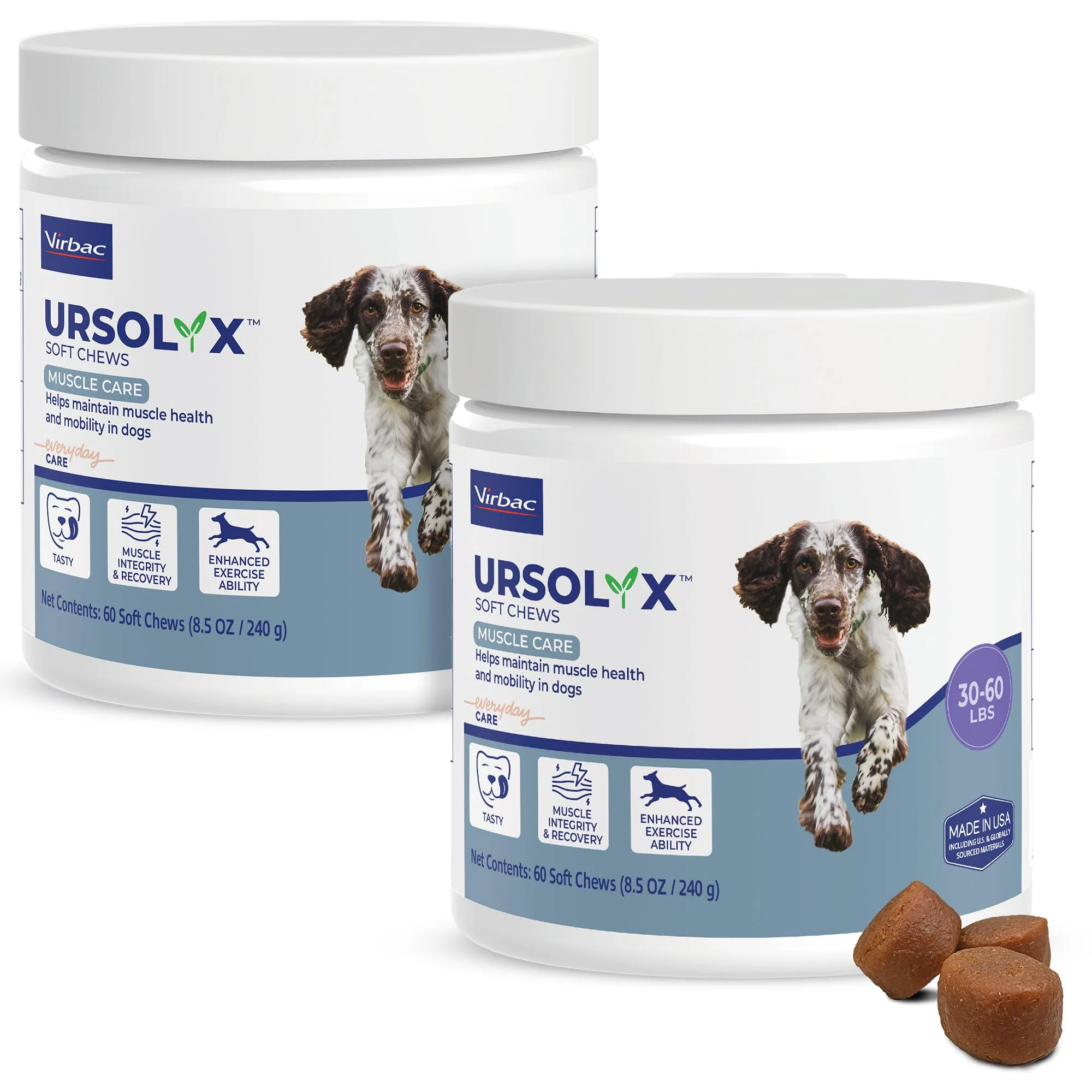Lightweight Virbac URSOLYX Soft Chews for Dogs Muscle Health Support for Senior Active or Recovering Dogs Medium 120 Count 4-Month Supply Detailed