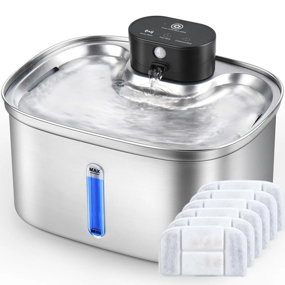 Traditional BOORCA Wireless Cat Water Fountain 5L – Stainless Steel 3 Modes 5000mAh Battery Fast