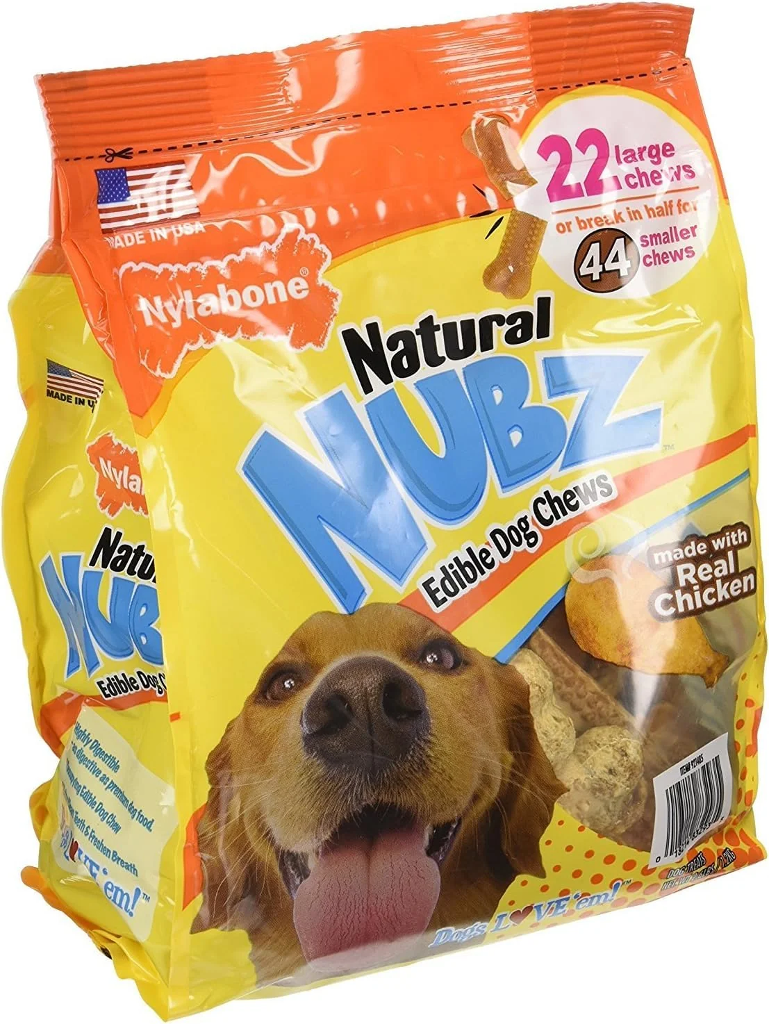 Sophisticated Nylabone Natural Nubz Edible Dog Chews – 66 Ct Value Pack 7.8 lb 3 Bags Pure