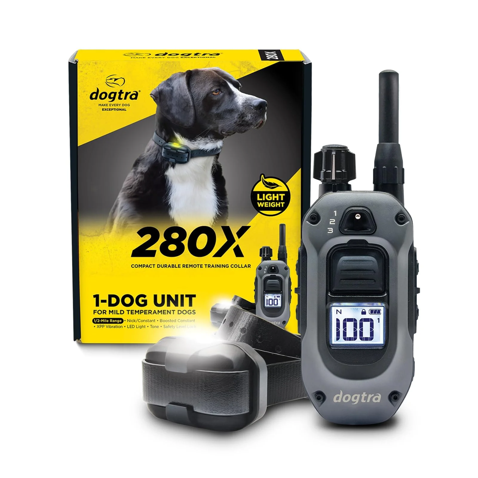 High-Performance Dogtra 280X E-Collar with Remote – 100 Levels 1 2 Mile Range Waterproof Modern