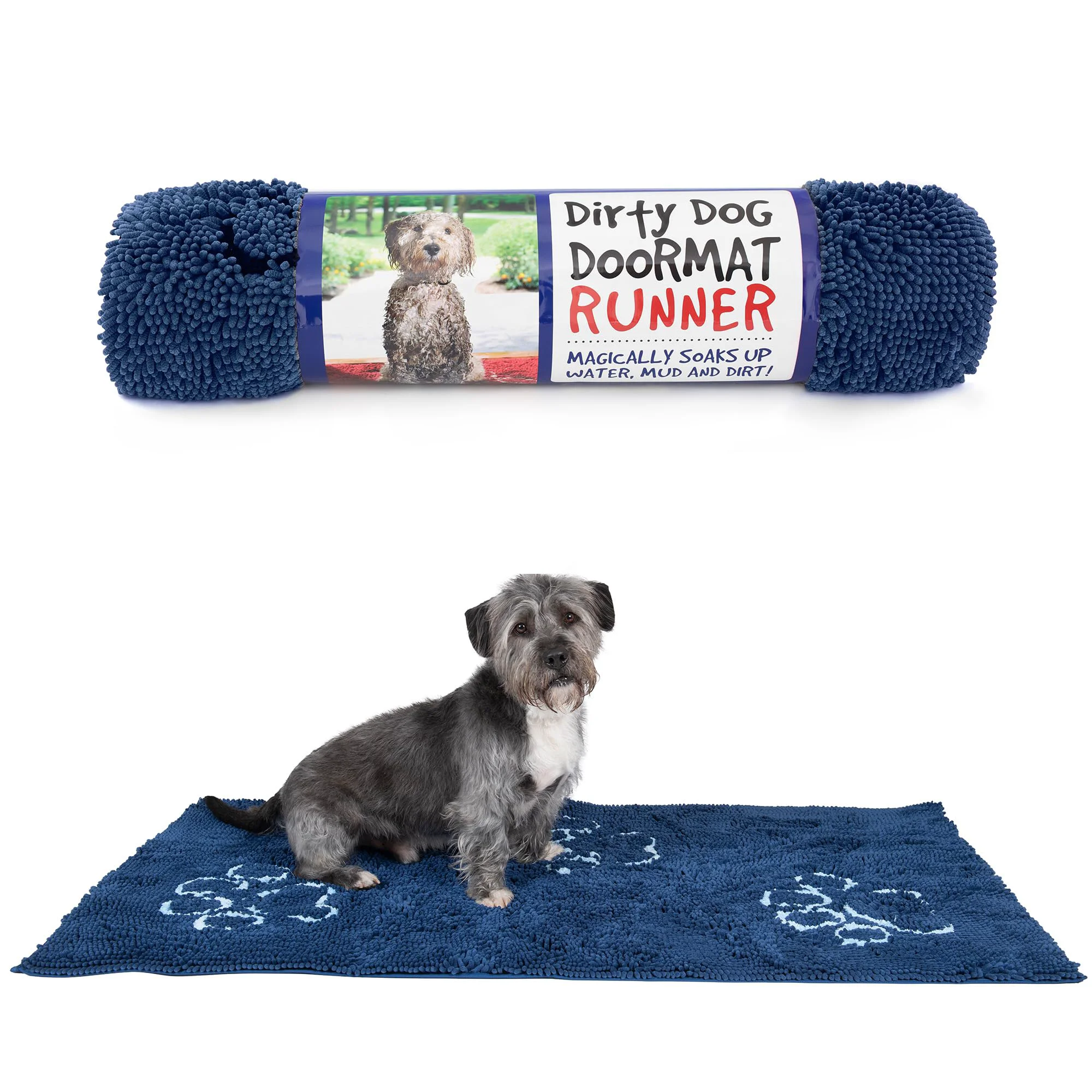 Easy-to-Use Dog Gone Smart Dirty Dog Doormat Bermuda Blue – Fast Drying Super Absorbent Machine Washable Trendy