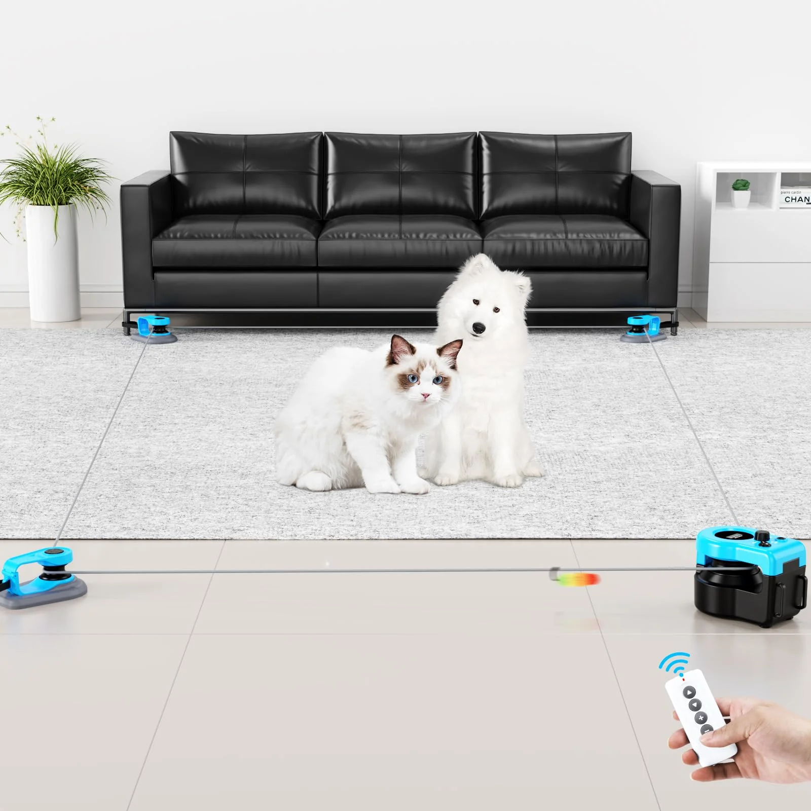 Sustainable Pet Deluxe Interactive Cat Toy - Sky Blue Auto Remote Mouse Chase for Indoor Cats Professional