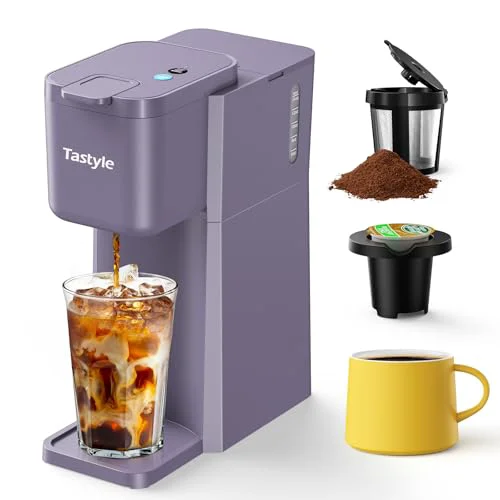 Artisan Mini Single Serve Hot and Iced Coffee Maker for K Cup and Ground Responsible