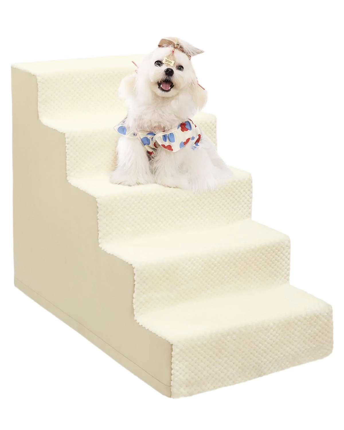 Breathable Vfrog 5-Step Dog Stairs 22-inch Beige – Non-Slip Durable Steps for Beds Couches Carefully Designed