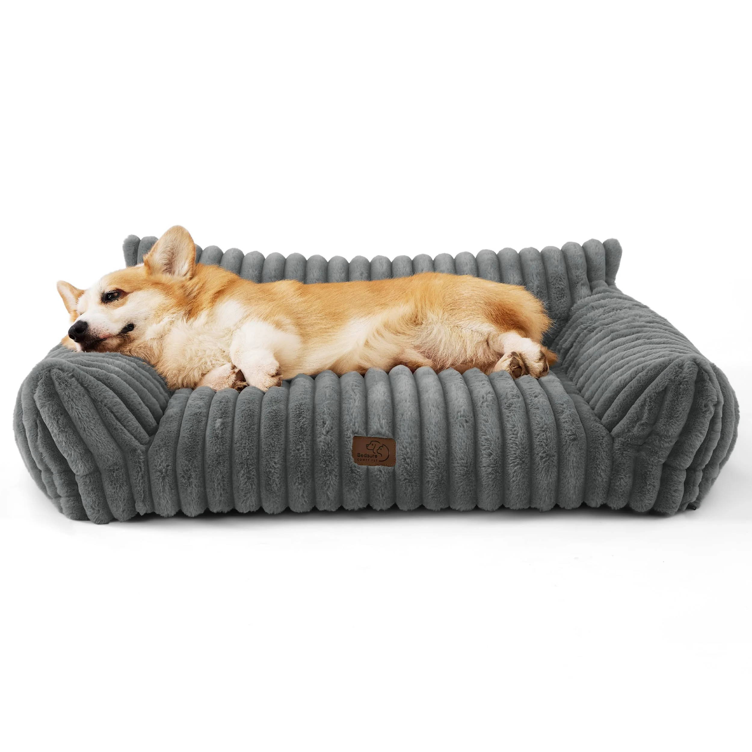 Healthy Bedsure Cute Dog Couch for Pets - 36-Inch Warm Grey Plush Corduroy Fleece Washable Cover Proven