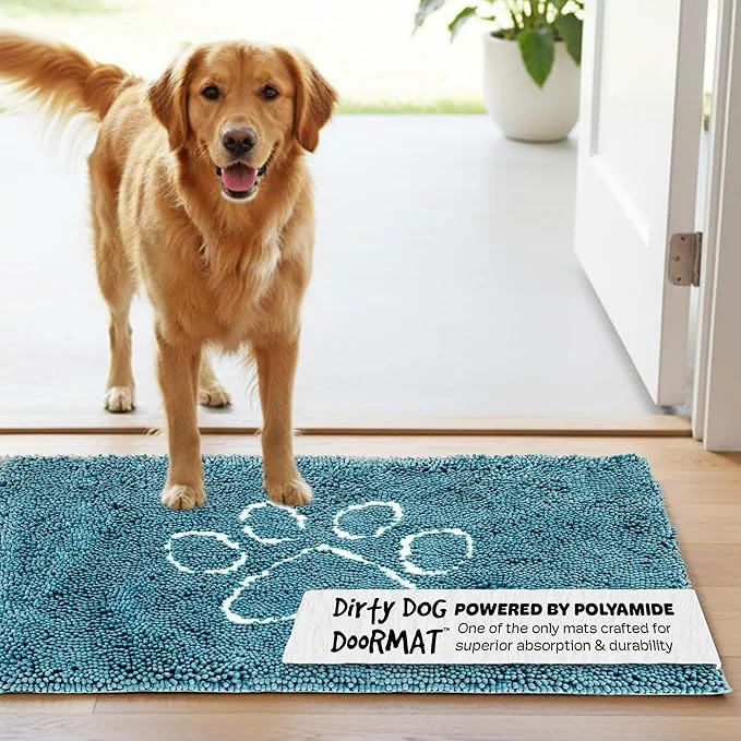 Authentic Dog Gone Smart Dirty Dog Doormat - Fast Drying Rug with Super Gripper Backing for Clean Floors - Super Absorbent and Machine Washable Mat for Muddy Paws - Pacific BlueAbout ThisOverview Premium