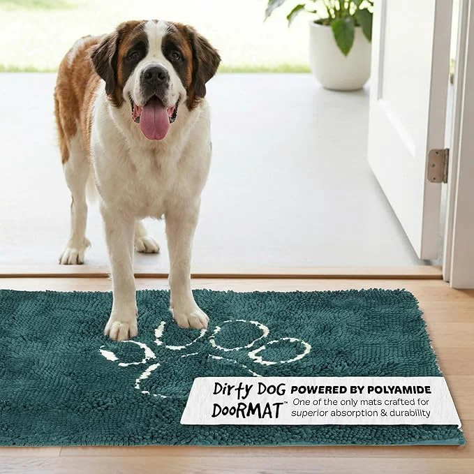 Next-Generation Dog Gone Smart Dirty Dog Doormat - Fast Drying Rug with Super Gripper Backing for Clean Floors - Super Absorbent and Machine Washable Mat for Muddy Paws - PetrolAbout ThisOverview Professional