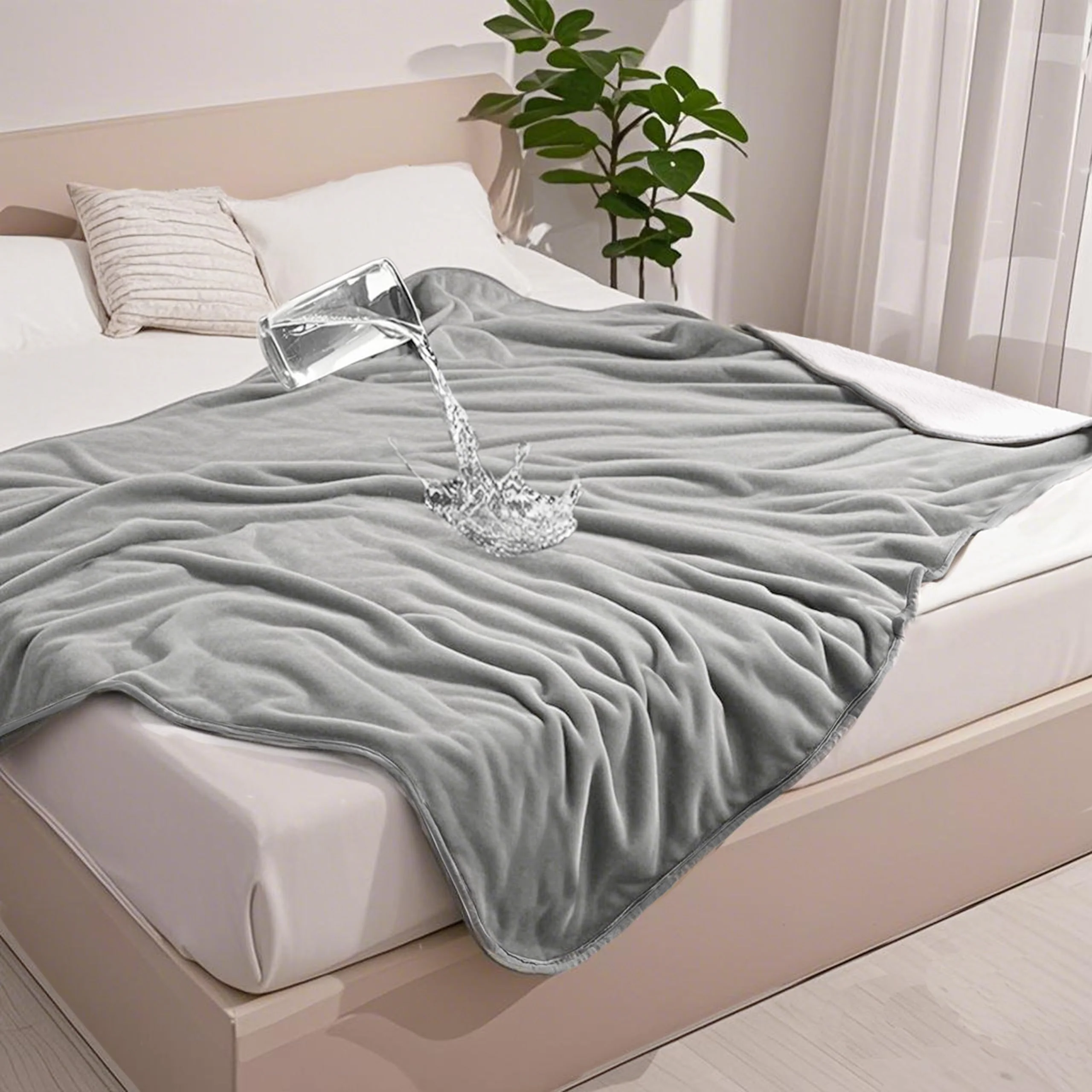 Verified gogobunny Waterproof Bed Blanket - Reversible Sherpa Fleece Throw for Pets 90x90 in Fast