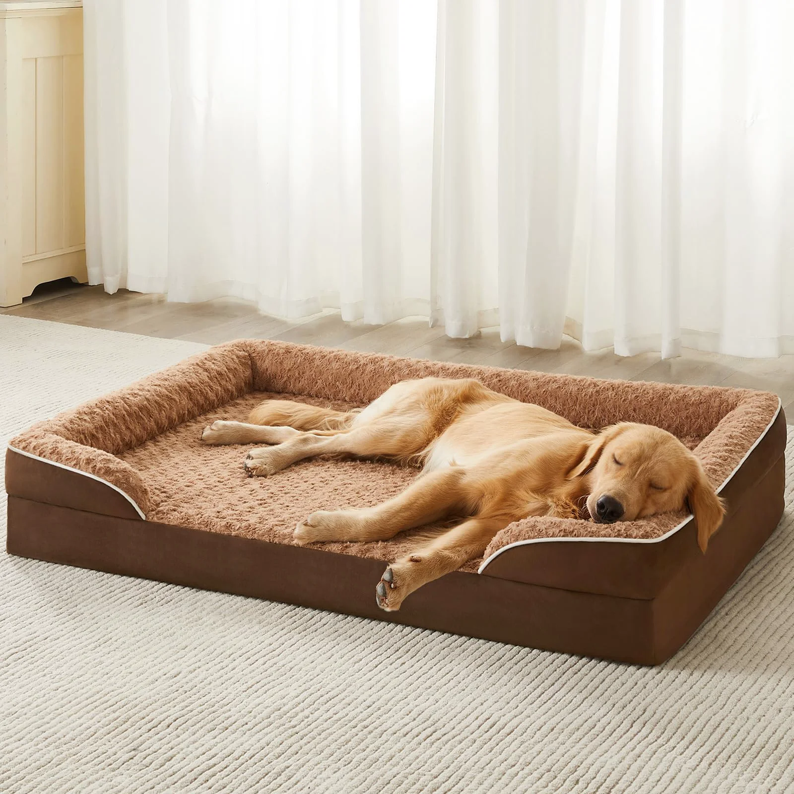 Secure WNPETHOME XL Orthopedic Dog Bed – Washable Waterproof Non-Skid Couch Bed Practical