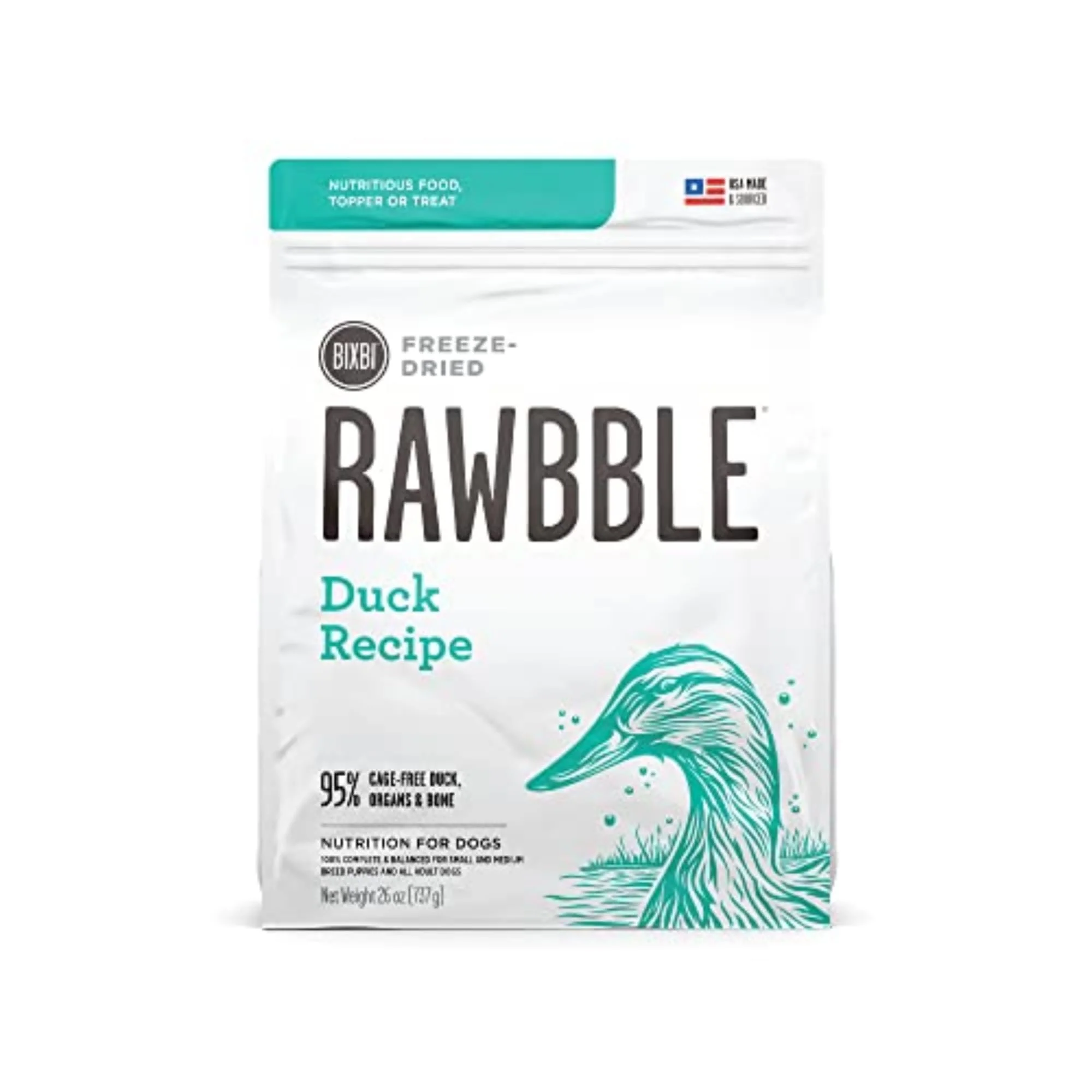 User-Friendly BIXBI Rawbble ze Dried Dog Food - Duck Recipe 95 Meat Organs 26 oz USA Made Premium Material