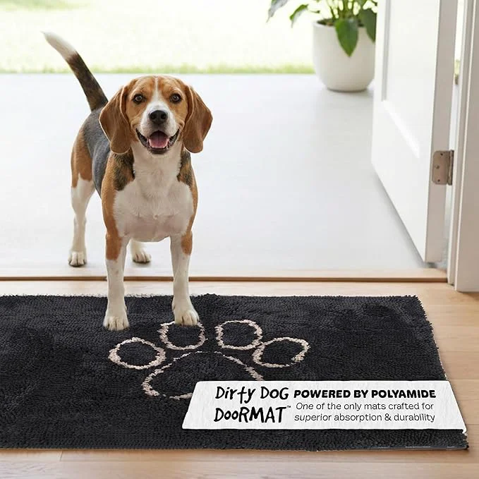 Relaxed Dog Gone Smart Dirty Dog Doormat - Fast Drying Rug with Super Gripper Backing for Clean Floors - Super Absorbent and Machine Washable Mat for Muddy Paws - Black HueAbout ThisOverview Trusted