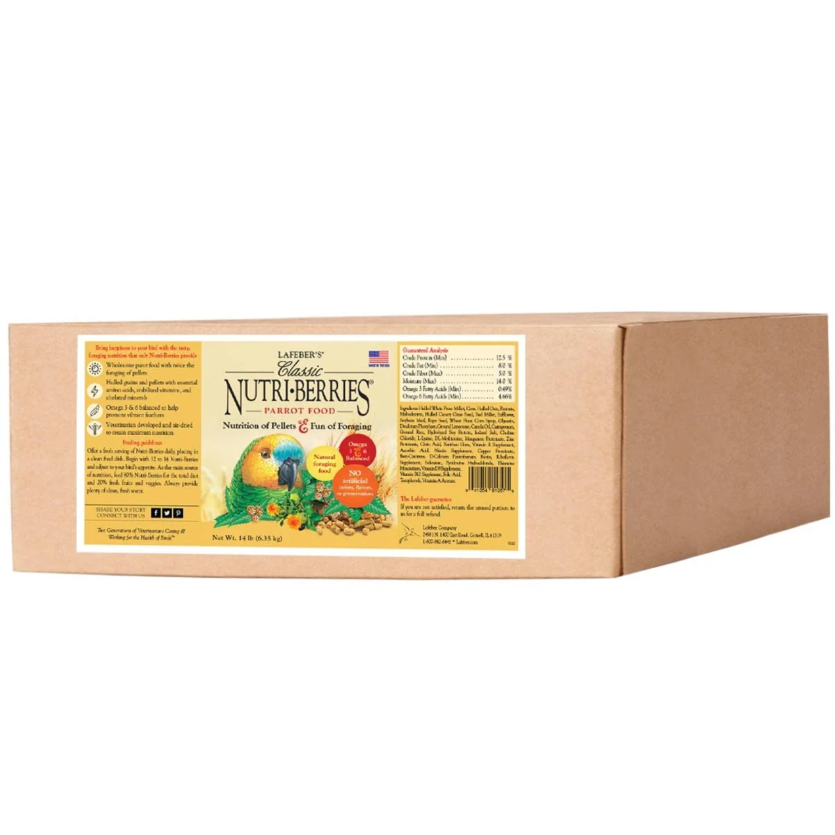 Breathable LAFEBER'S Classic Nutri-Berries Parrot Food – Non-GMO Human-Grade Foraging-Enriched Nutrition 14 lb Secure