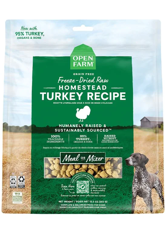Verified Open Farm ze Dried Raw Dog Food Morsels — 95 Meat Turkey Recipe 22oz Breathable