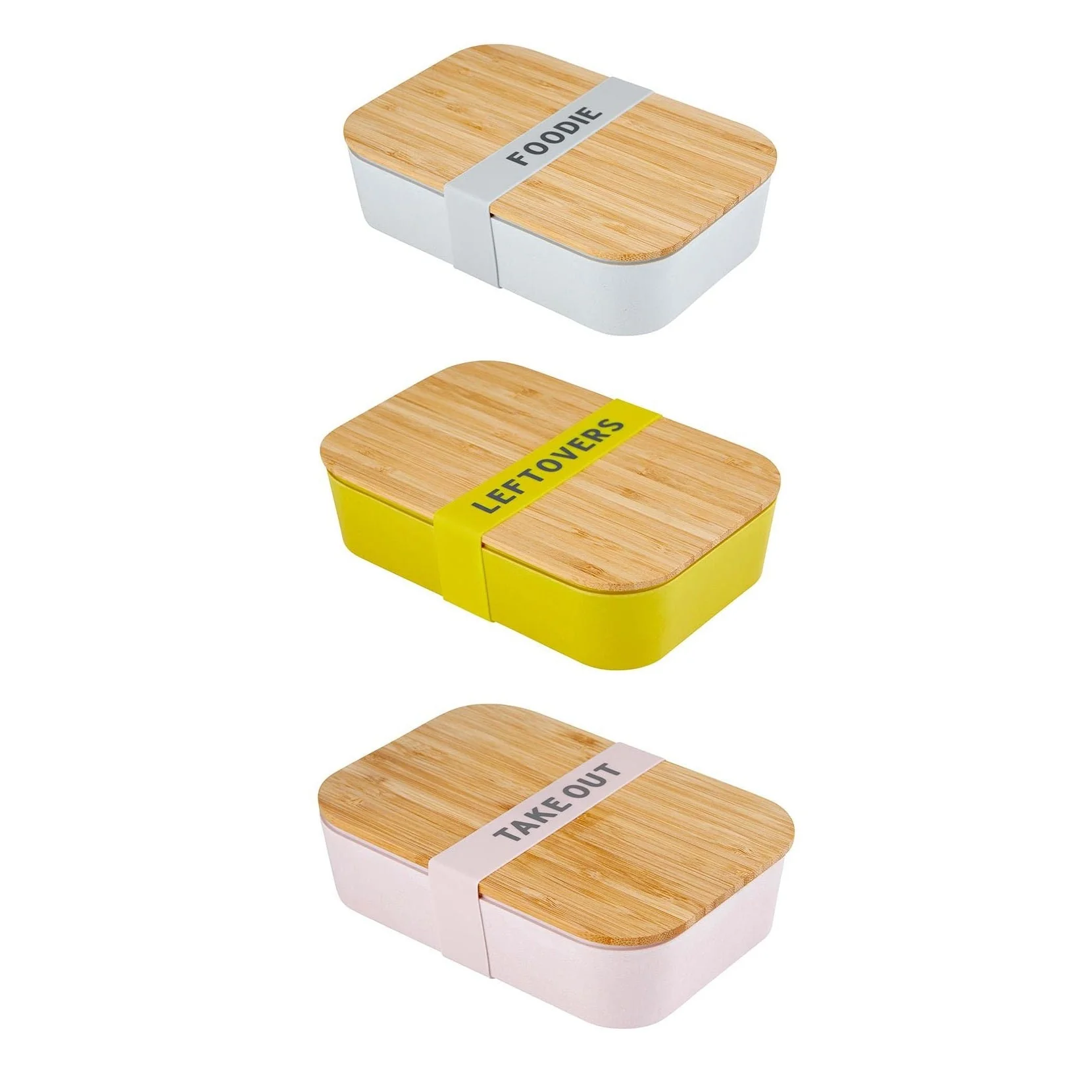 Detailed Bamboo Lunch Box 3 Pack for Meal Prep Secure
