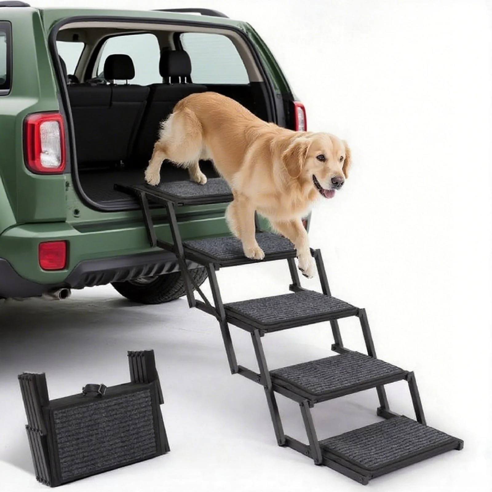 Smart Heeyoo Dog Steps for Car Truck SUV — 5-Step Foldable Pet Stairs 250 lbs Genuine