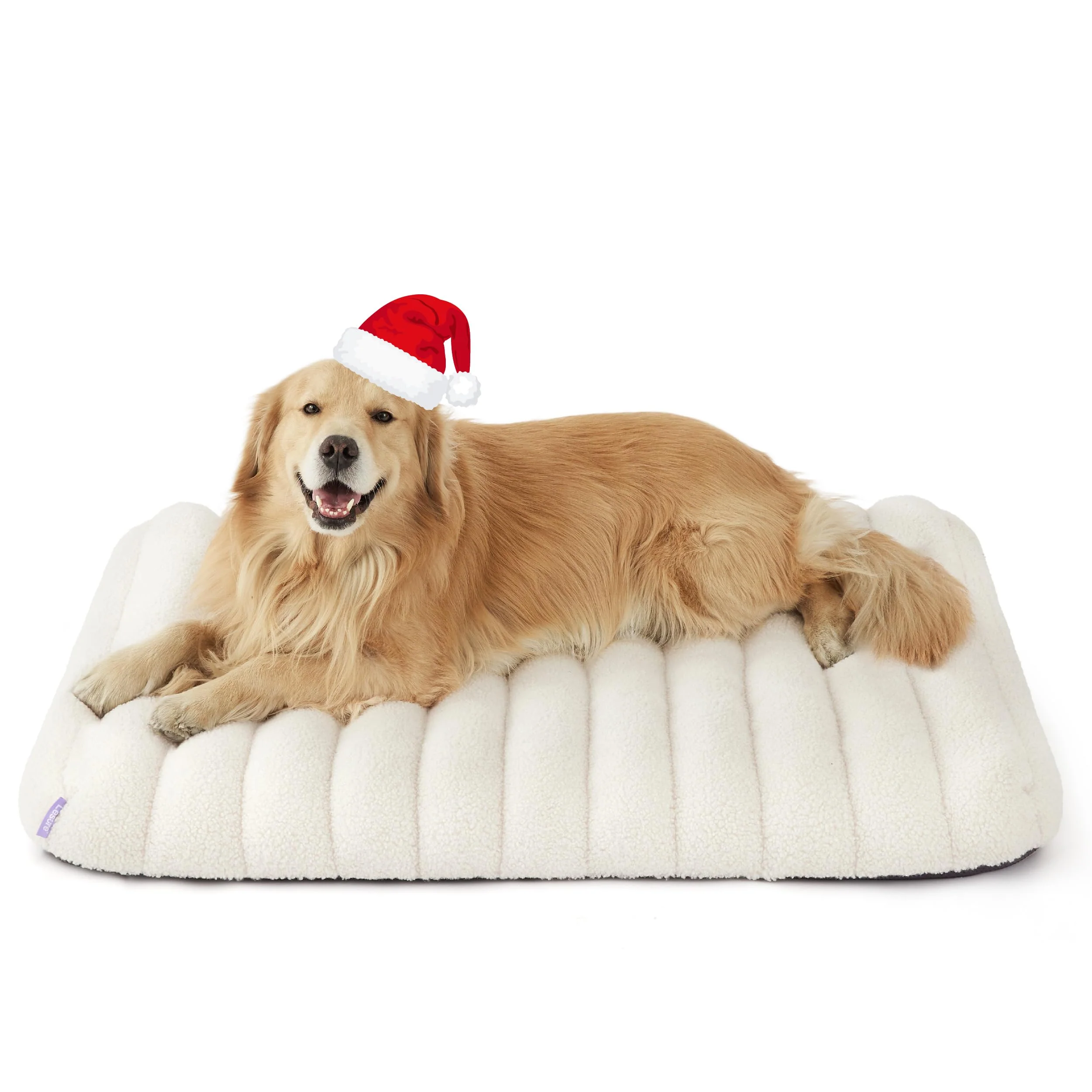 Sustainable LE SURE Cute Orthopedic Dog Bed for XL Dogs – 44x32 Cream Waterproof Removable Cover Recyclable