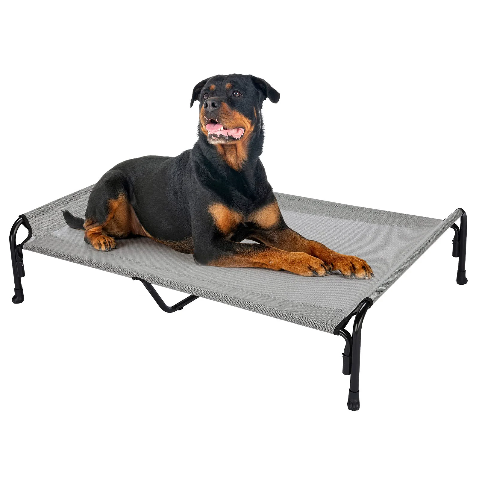 Authentic Veehoo XXL Outdoor d Dog Bed Raised Dog Cot for Extra Large Dogs Cooling Washable Waterproof Pet Hammock Beds with Slope Headrest Breathable Mesh and Sturdy Frame XX-Large Grey CWC2204 Detailed