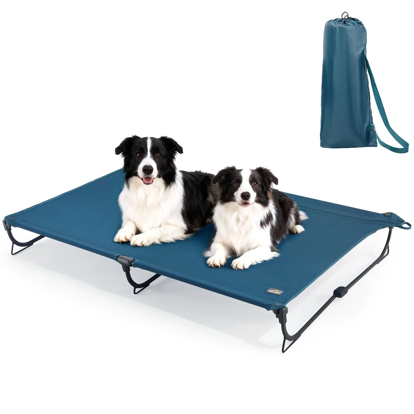 World-Class CANINE CANYON Folding Raised Dog Bed – Large Outdoor d Cot 49x33x7 160 lb Dark Blue Quality