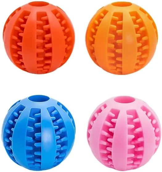 Trusted 4 Pcs Non-Toxic Rubber Dog Toy Ball 2.75 inch Durable Tough Rubber Dog Treat Dispensing Puzzle Ball Chew Toy IQ Training Toy for Small Medium Sized Dogs Red Orange Blue Pink About This Elegant