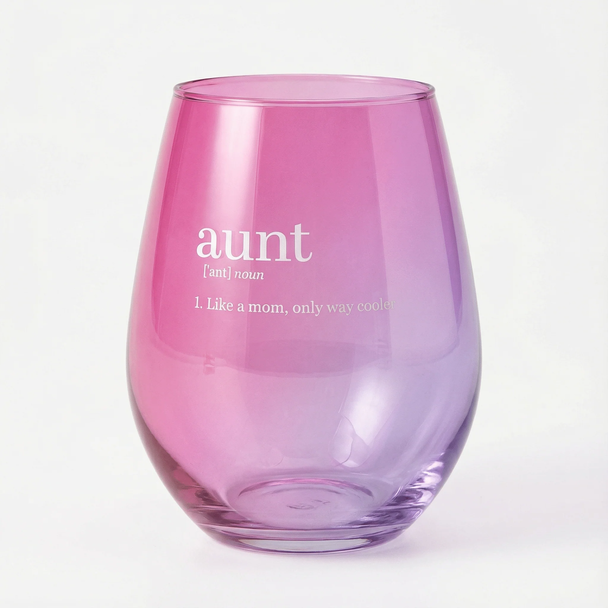 High-Quality Aunt Jumbo Stemless Wine Glass in Pink 30 Oz. Holds an Entire Bottle of Wine Artisan