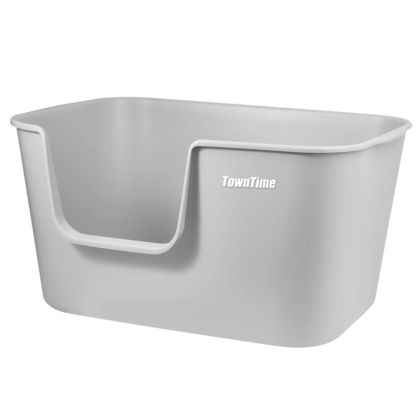 Comfortable TownTime Extra Large Kitty Litter Box with High Sides – Anti-Splashing Tool- Assembly Multi-Cat Jumbo Grey 24.60 L x 16.92 W x 12.99 H Premium