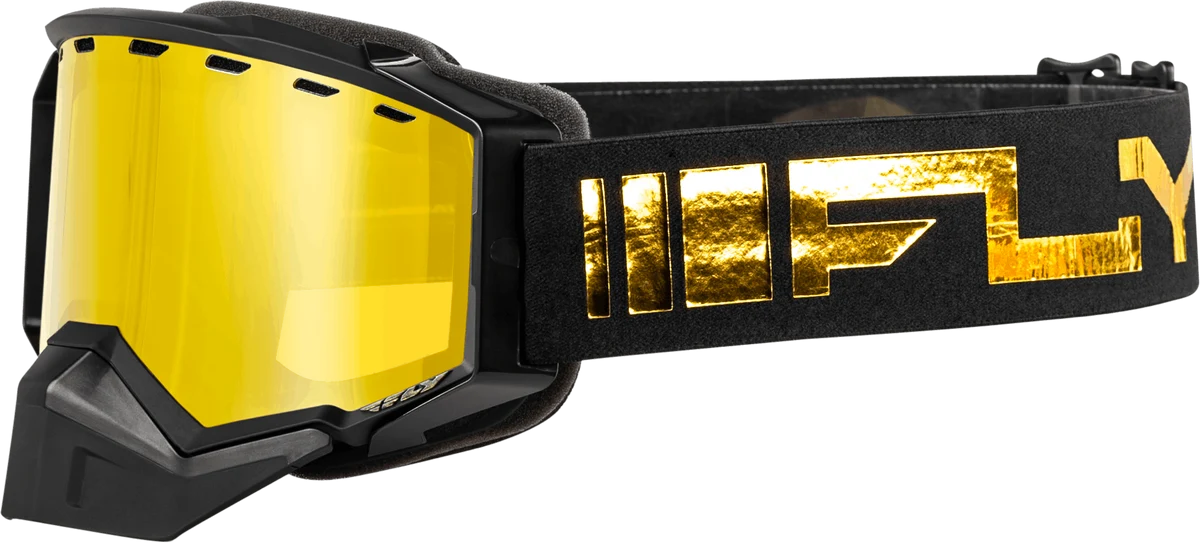 Dependable Zone Snow Goggle Black Gold W Gold Mirror Yellow Lens Fast