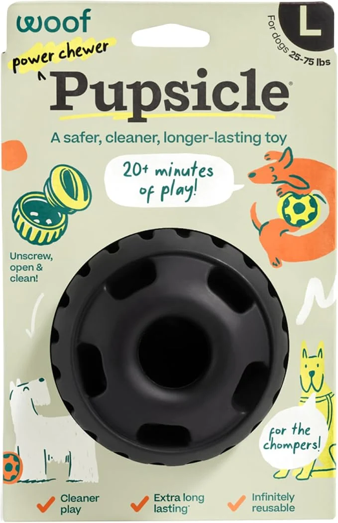 Secure WOOF Power Chewer Pupsicle - Durable Long-Lasting Dog Chew Toys for Aggressive Chewers - Keep Your Pup Busy - Easy to Clean - Toys for Medium and Large Dogs 25-75 lbsAbout This Enhanced