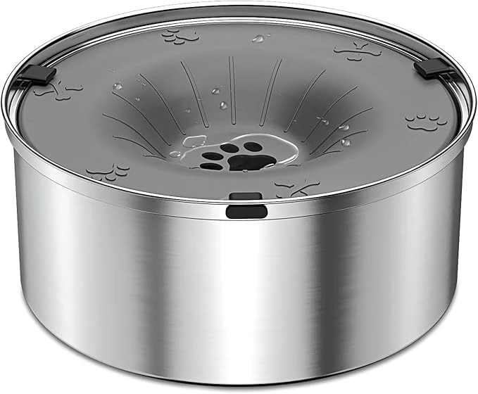 Carefully Designed SCHITEC Dog Water Bowl No Spill 1.2L 40oz Slow Drinking Anti-Splash Stainless Steel Dog Bowl with Floating Disk Spill Proof Pet Travel Water Dispenser for Sloppy Messy Drinkers Gray About ThisOverview Breathable