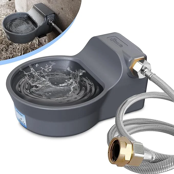 Smart Automatic Dog Water Dispenser with Anti-tip Bracket 68 oz Outdoor Dog Water Bowl Dispenser Auto Refill Water Feeder for Pets Livestock Food Grade Waterer Fit 3 4 GHT Faucet Wide MouthAbout ThisOverview Fine
