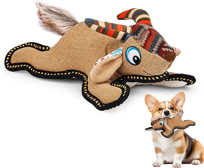Smart Tough Durable Squeaky Dog Toys for chewers Interactive to Keep Them Busy Funny Tug of War Dogs Toy for Small Medium Large Cute Birthday Gift Antelope About This Fine Crafted