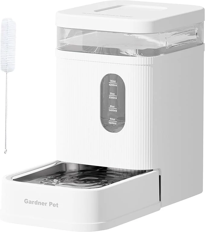Efficient Gardner Pet Automatic Dog Water Dispenser Gravity Waterer with Stainless Steel Bowl Water Dispenser 6.5L Large Capacity Water Feeder with Filters for Dogs Cats Pets BPA- Noise- White 6.5L About ThisOverview Detailed