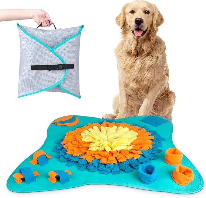 Stylish 30 Dog Snuffle Mat - Interactive Dog Puzzle Toys for Enrichment - Large Slow Feeder Foraging Mat for Brain Games Nosework Training - Washable Pet Sniff Mat with Easy to Carry HandleAbout This Green