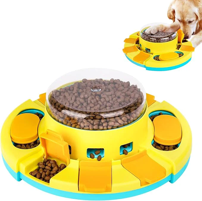 Versatile 2 Levels Dog Puzzle Toys Slow Feeder Dog Bowls for Small Medium Large Dogs Treat Dispensing Interactive Dog Toys for Boredom and Stimulating Interactive Dog Toys IQ Training Detailed