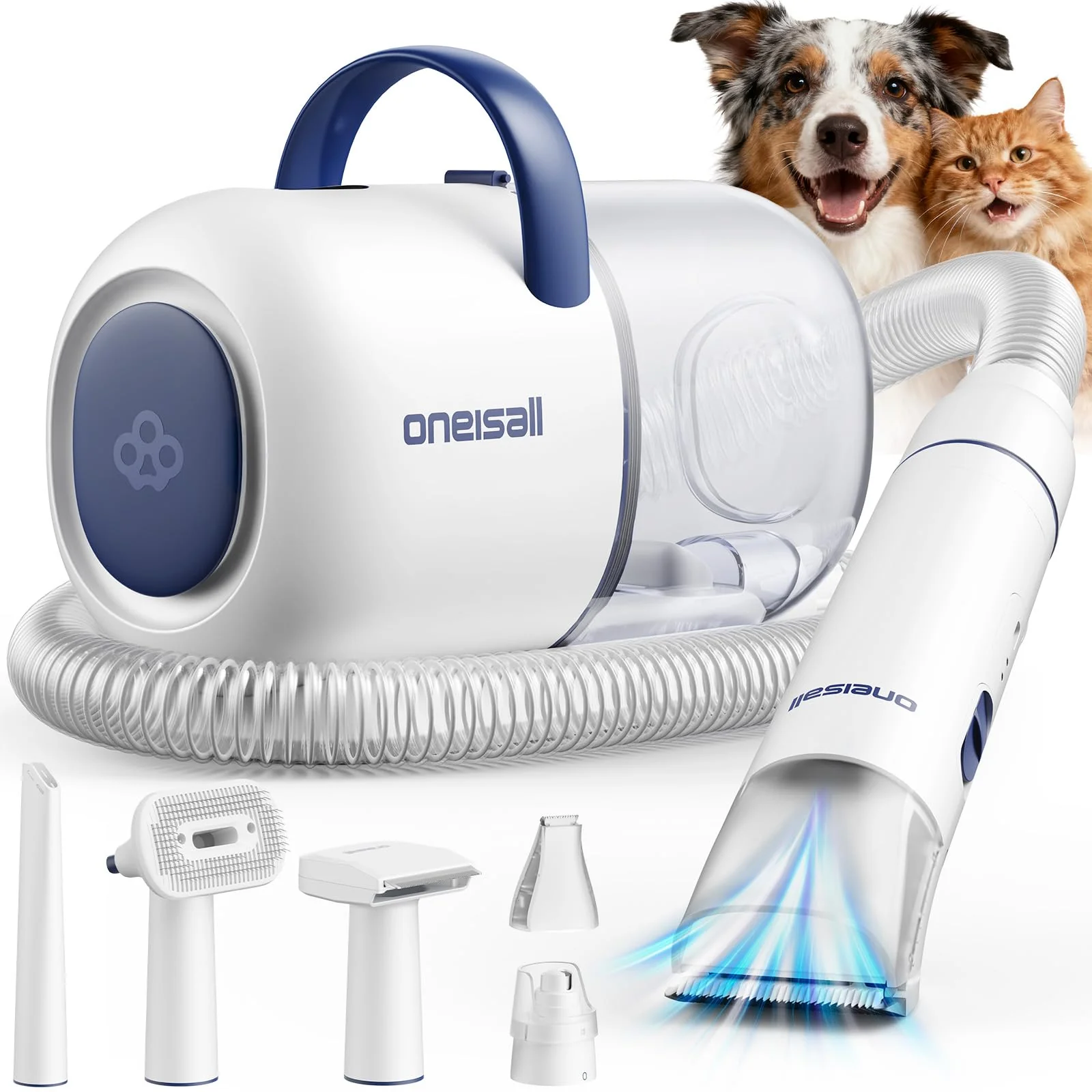 Healthy oneisall Dog Grooming Vacuum – 6-in-1 Kit 15 000 Pa Suction 59dB Quiet 2L Canister Fast