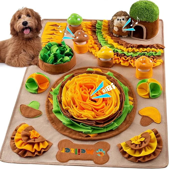 Trusted Large Snuffle Mat for Dogs 40'' x 27.5'' Sniff Mat with Hedgehog Puzzle Toy Squeaky Mushrooms Interactive Toys Portable Feeding Mat for Foraging SkillsAbout This Exceptional