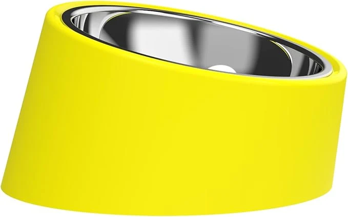 Clean Slanted Dog Bowl Slow Feeder 15° Tilted d Raised Food Water Dish Anti-Choke Anti-Gulping for Cats Dogs Non-Spill Weighted Base for Medium Dogs Standard Pets YellowAbout ThisOverview Innovative