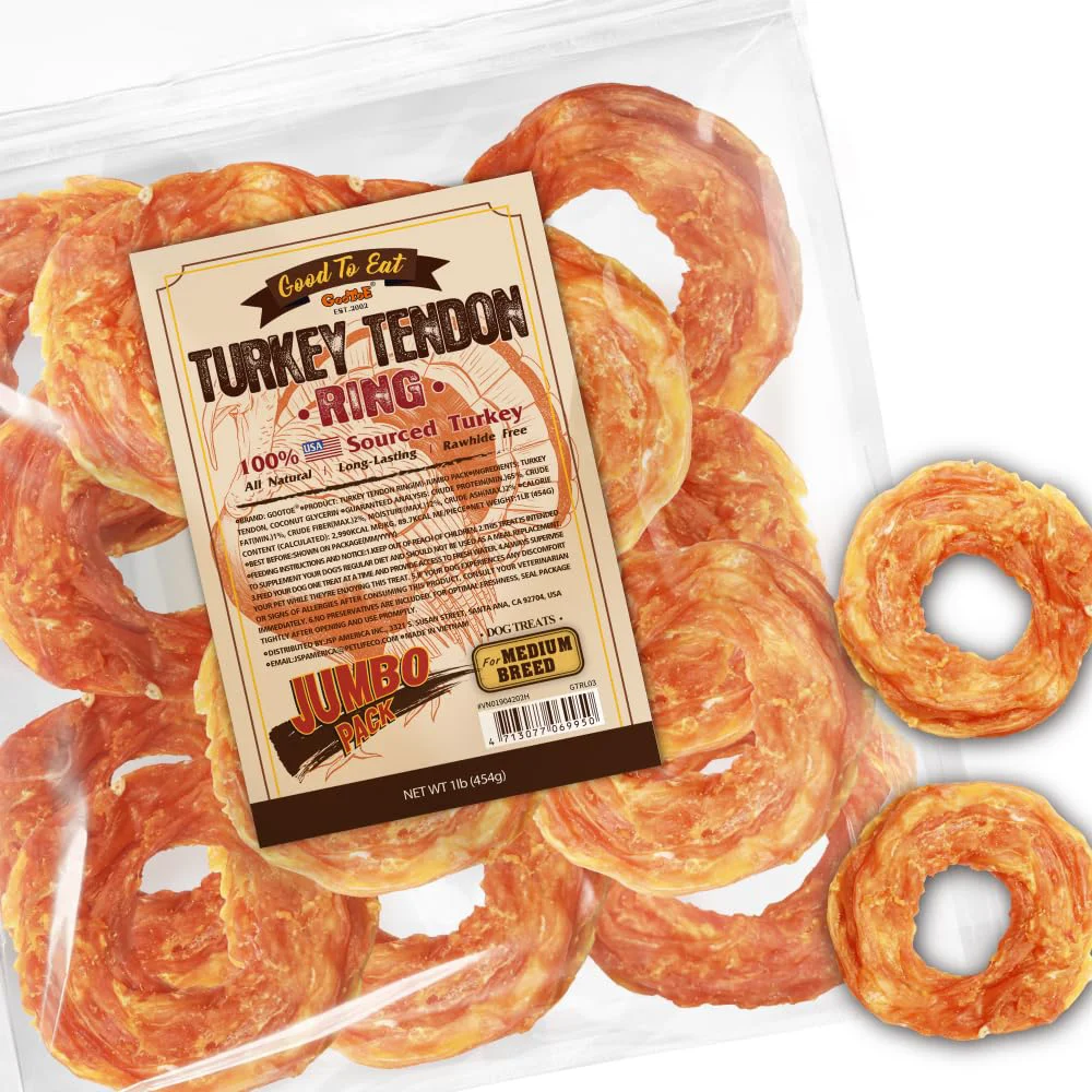 Efficient Gootoe Turkey Tendons for Dogs – All-Natural Hypoallergenic Treats Long-Lasting Chews for Medium Dogs Ring M 16 oz Optimized