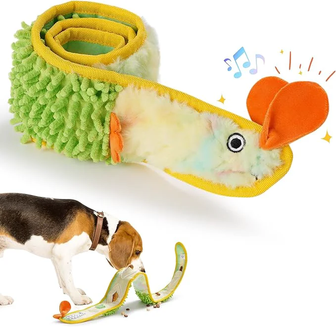 Specialty Nocciola EEL Squeaky Dog Toy Tough No Stuffing Toy for Tug of War Puppy Interactive Puzzle Fun to Keep Them Busy Cognitive Crinkle Dog Toy for Large Medium Small Breed Yellow Original