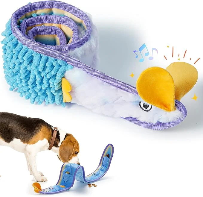 Eco-Friendly Nocciola EEL Squeaky Dog Toy Tough No Stuffing Toy for Tug of War Puppy Interactive Puzzle Fun to Keep Them Busy Cognitive Crinkle Dog Toy for Large Medium Small Breed BlueAbout This Verified