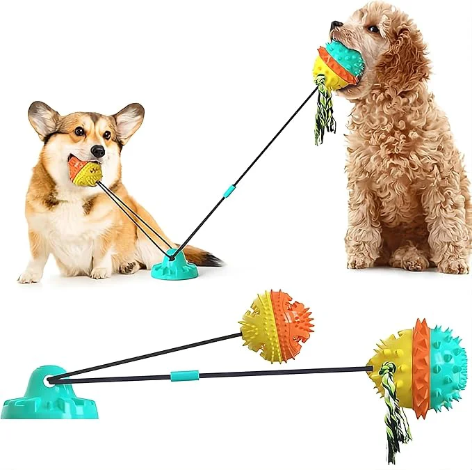 Efficient Dog Toy with Suction Cup - Interactive Toys for Large Dogs - Durable Dog Toothbrush Chew Toy - Puppy Teething Toys - Indestructible Dog Toy - Food Dispensing Dog Tug Toy - BlueAbout This Fine Crafted