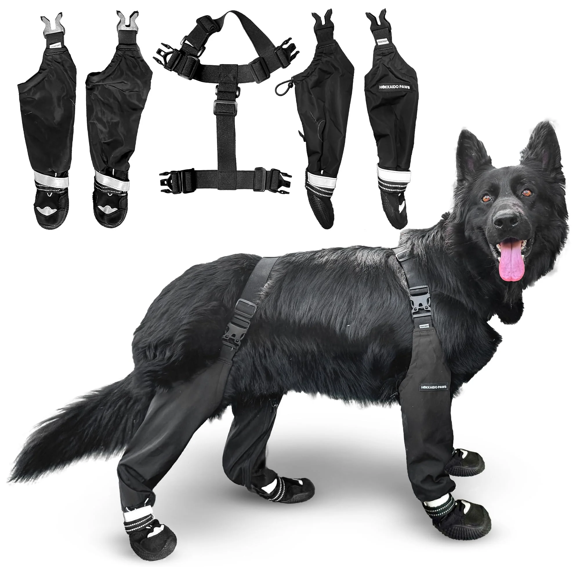 Certified HOKKAIDO PAWS Kuma Series Suspender Boots – Durable Waterproof Dog Boots with Non-Slip Soles XS–2XL Reusable