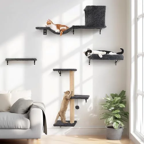 Premium FUKUMARU Cat Wall Shelves 4-in-1 Stable Safe Wall Furniture for Cats Verified