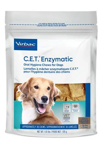 Genuine Virbac C.E.T. Extra Large Enzymatic Oral Hygiene Chews for Dogs 51 lbs – 3-Pack 30 Chews Pack Breathable
