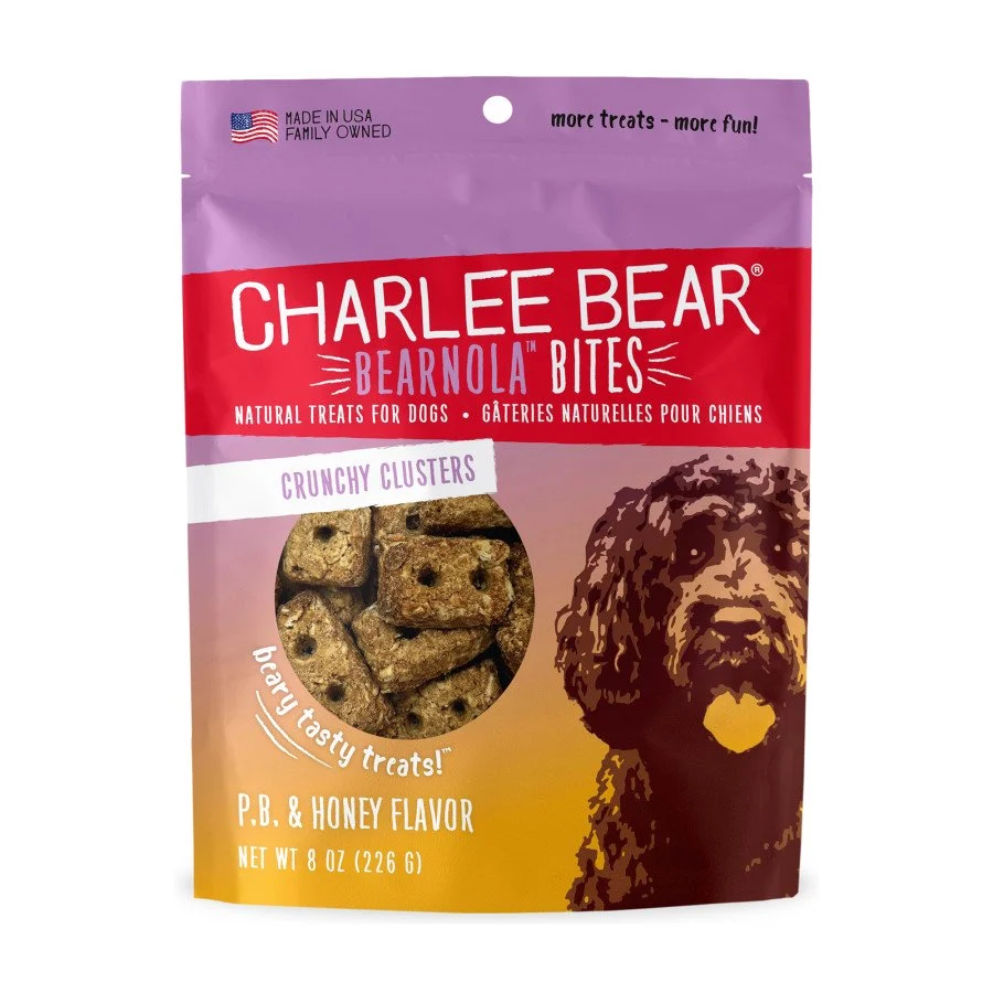 Selected Charlee Bear Bearnola Bites Dog Treats Peanut Butter Honey 8-oz Convenient