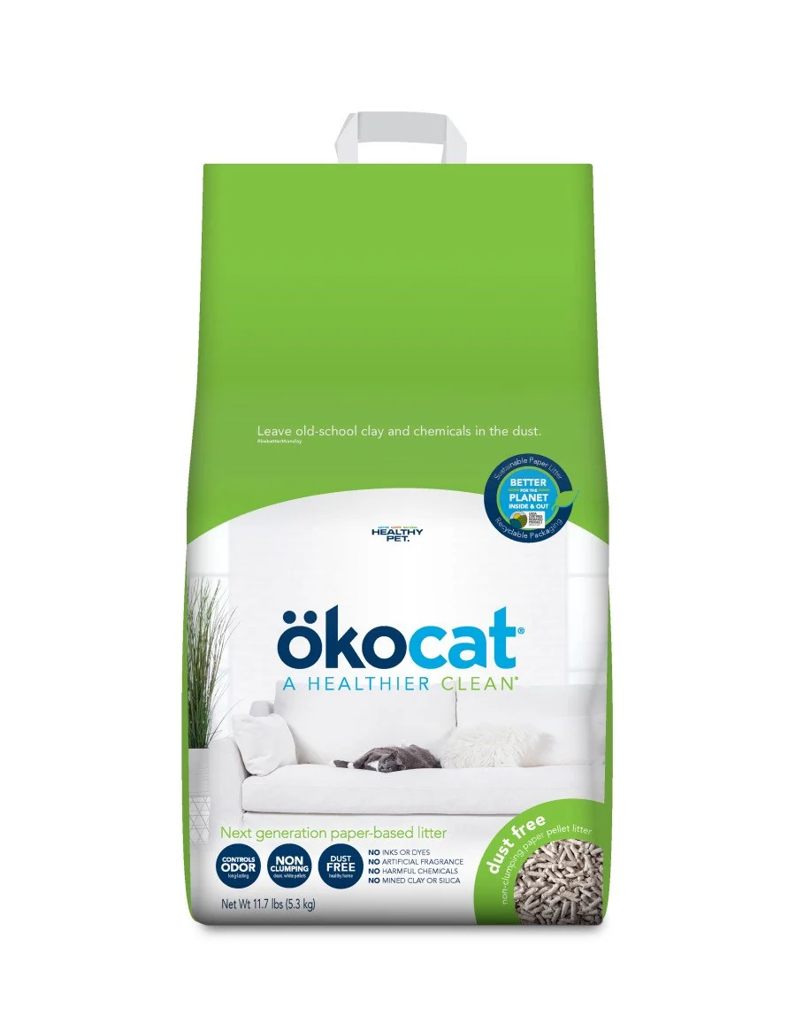 Fine Okocat Dust Non-Clumping Paper Pellet Cat Litter 11.7-lb Natural