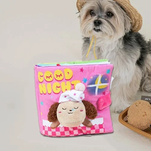 Smart Dog Toy Snuffle Sound Book Series Lunch Space Christmas Goodnight Birthday Scout Themes 3D Puppy Decor Cover Puzzle Toy Dog Accessories for Mental Stimulation Slow Feeding goodnight2 About This Long-Lasting