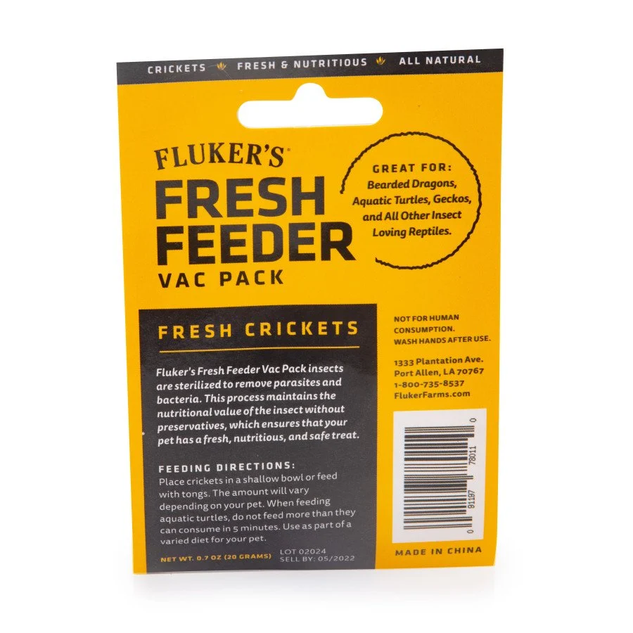 Exceptional Fluker's Fresh Feeder Vac Pack Crickets Reptile Food 0.7-oz Premium Material