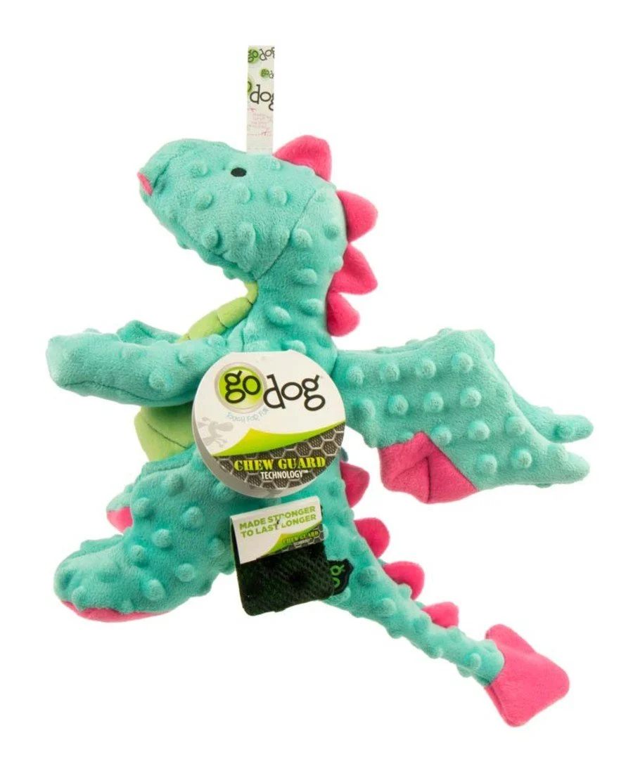 Detailed goDog Dragons Chew Guard Technology Squeaky Plush Dog Toy Large Eco-Friendly